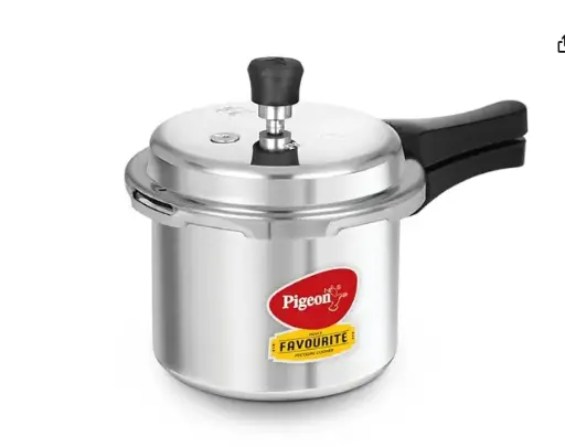 Pigeon by Stovekraft Favourite Outer Lid Non Induction Aluminium Pressure Cooker, 3 Litres, Silver